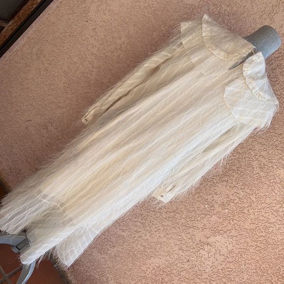 Kumayes vintage prairie style dress cream feathered size medium EUC - Picture 4 of 7